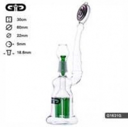 Skleněný bong Duck GG Bubbler, zelený, výška 30 cm, průměr 60/20 mm