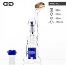 Skleněný bong Duck GG Bubbler, modrý, výška 30 cm, průměr 60/20 mm