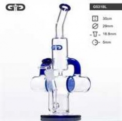 Skleněný bong GG Blue Saxo Bubbler, modrý, výška 30 cm, průměr 30 mm